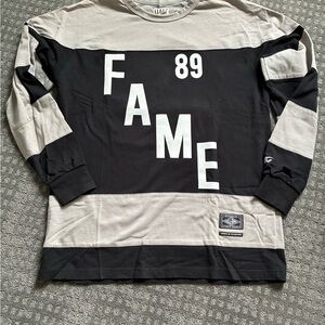 Hall of Fame Black and Gray Long Sleeve Shirt/ Jersey  with FAME Print